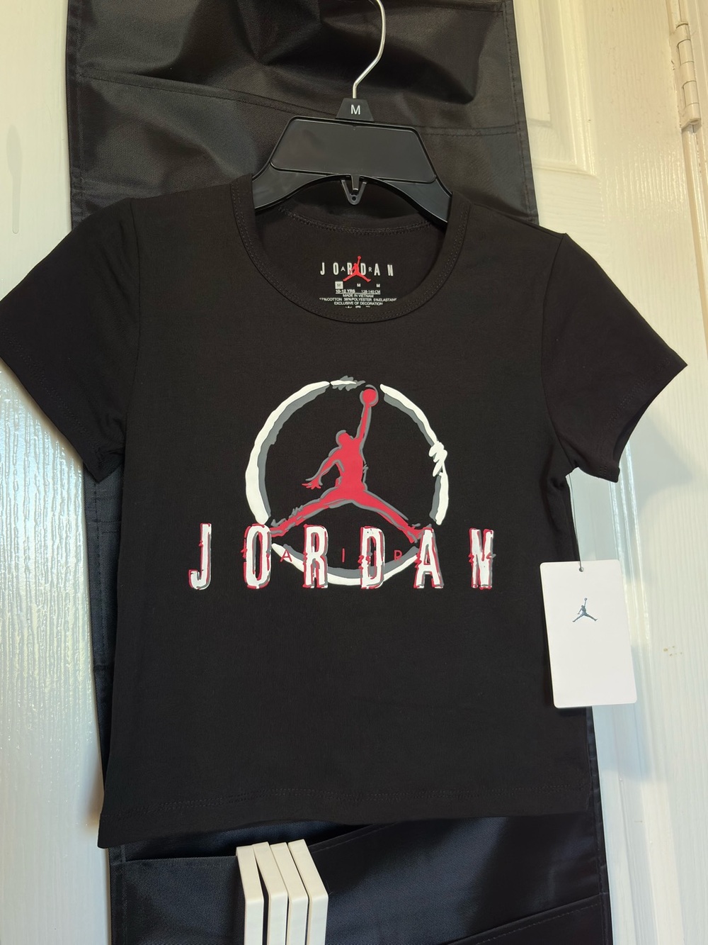 Jordan Black Short-Sleeve Tee with Red & White Jumpman
